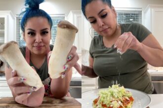 Es mexicana y enseña la receta del “no chicken tinga”, los tacos vegetarianos con hongos en lugar de pollo