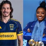 El especial regalo de Edinson Cavani a Simone Biles durante su encuentro en Buenos Aires