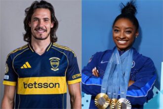 El especial regalo de Edinson Cavani a Simone Biles durante su encuentro en Buenos Aires