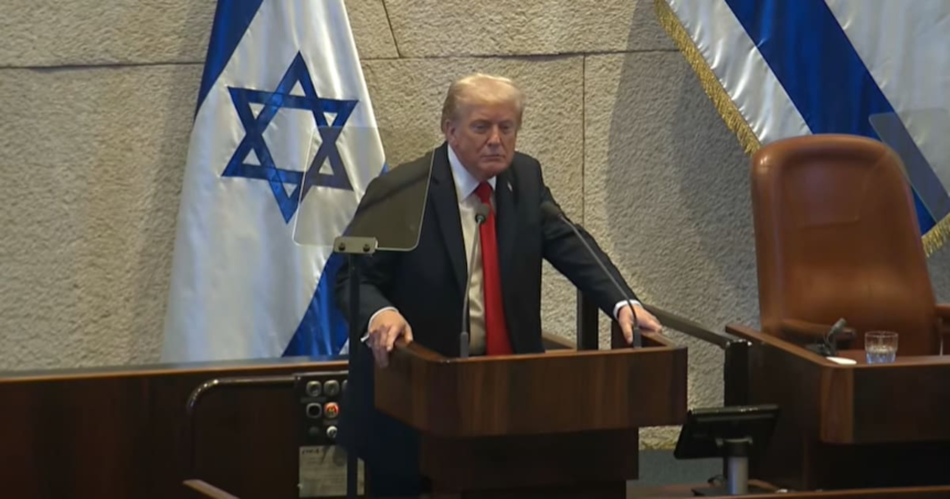 Interrumpieron el discurso de Trump en el parlamento israelí