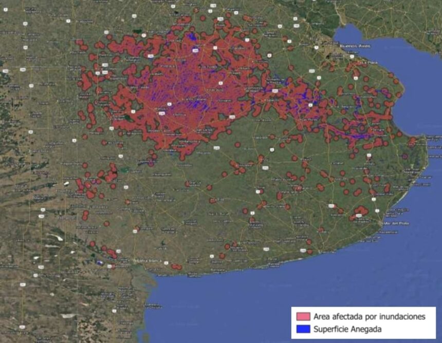 Subió a 4,3 millones de hectáreas la superficie afectada por las inundaciones en Buenos Aires